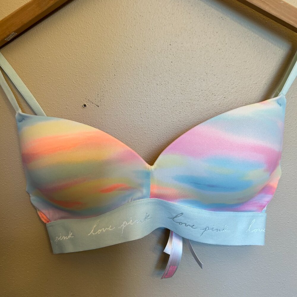 PINK Victoria's Secret Pastel Rainbow Push-Up Bra - Picture 2 of 9